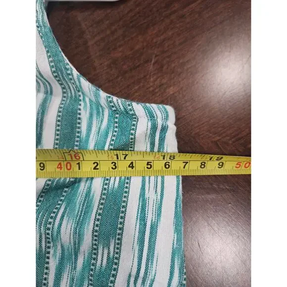 J.Jill Dress Women's Small Sleeveless Woven Embroidered Green Stripe 100% Cotton - Picture 7 of 8